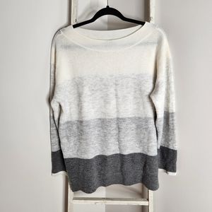 Talbots women size large gray super soft stripe ribbed casual colorblock sweater